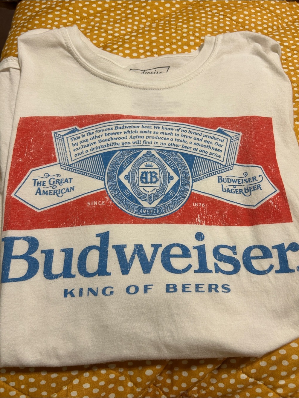 Budweiser White Graphic Tee - Red & Blue Logo